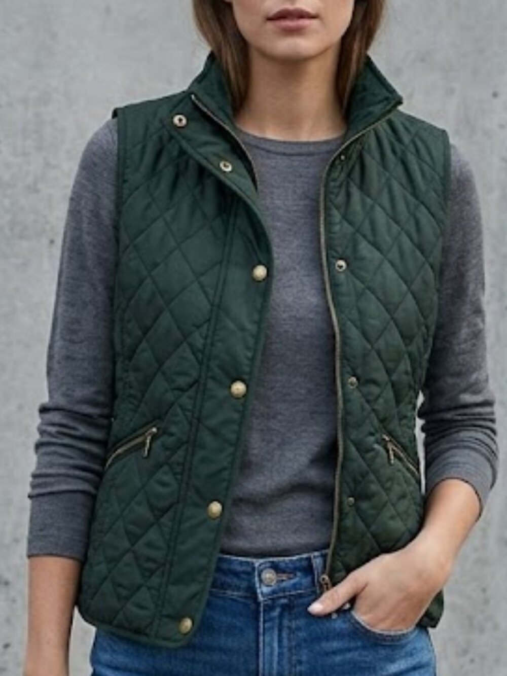 Talbots Olive Green Quilted Horse Riding Equestrian Vest Jacket Petites 0
